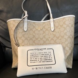 Coach Reversible Tote in Signature Canvas / White